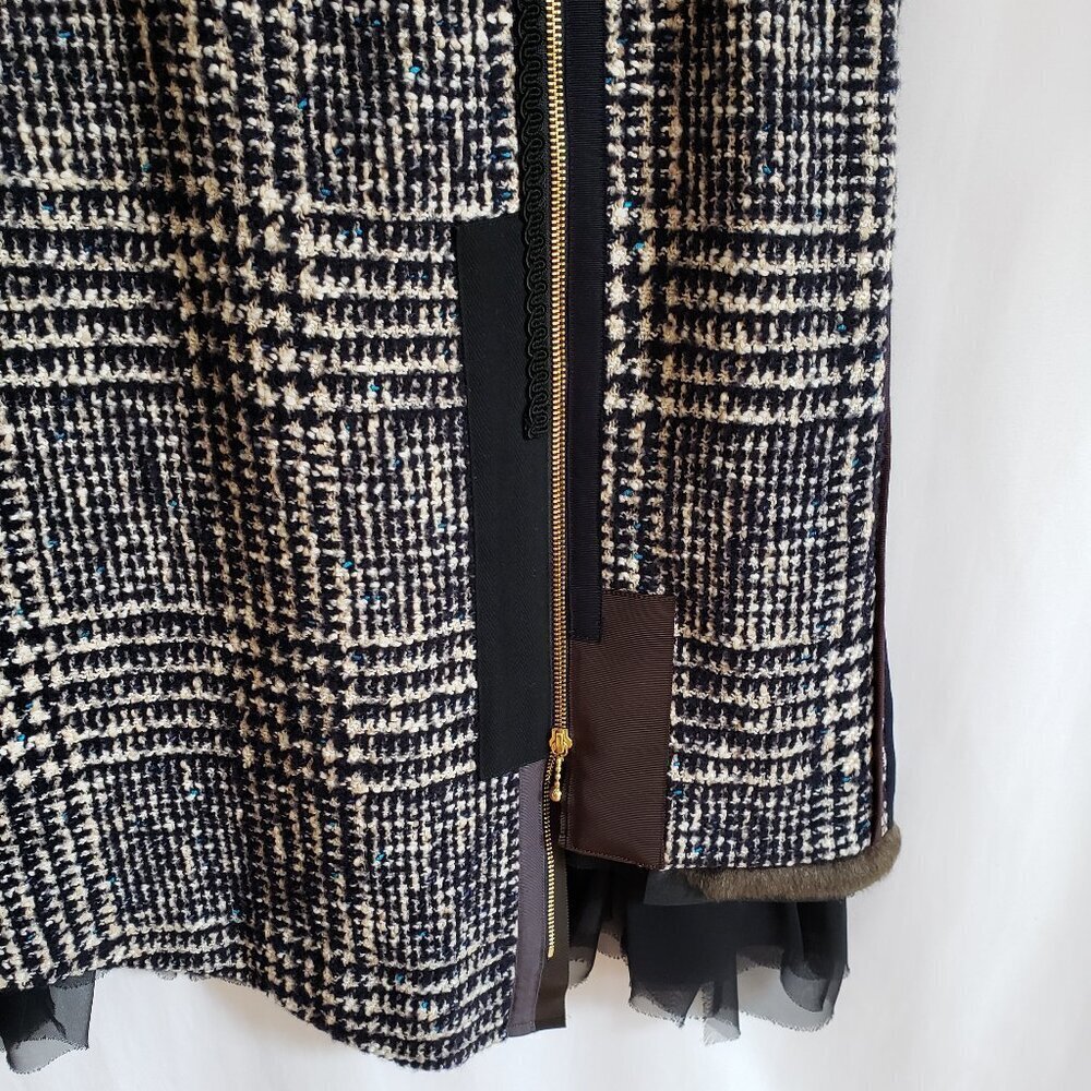 Kolor - Mixed Media Black, Brown, Tan, Blue Lined Skirt. Size 1 - Picture 5 of 14